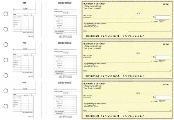 Yellow Safety Multi-Purpose Salary Voucher Business Checks | BU3-7YEL01-MPS