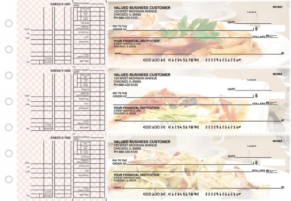 Italian Cuisine Multi Purpose Designer Business Checks | BU3-CDS05-DEP