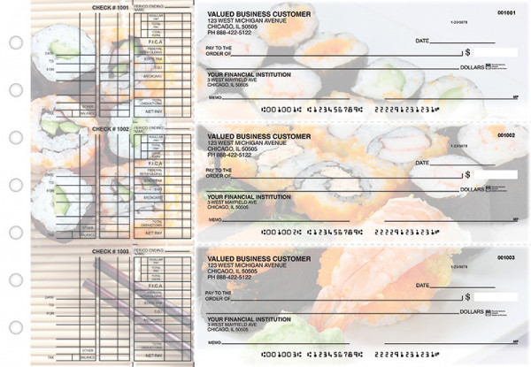 Japanese Cuisine Multi Purpose Designer Business Checks | BU3-CDS06-DEP