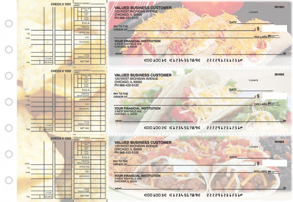 Mexican Cuisine Multi Purpose Designer Business Checks | BU3-CDS07-DEP