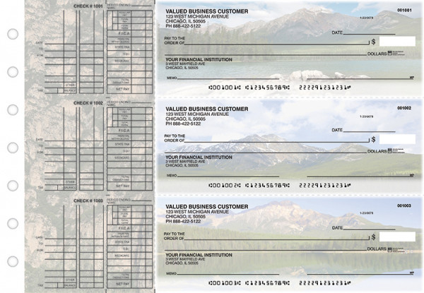 Scenic Mountains Multi Purpose Designer Business Checks | BU3-CDS29-DEP