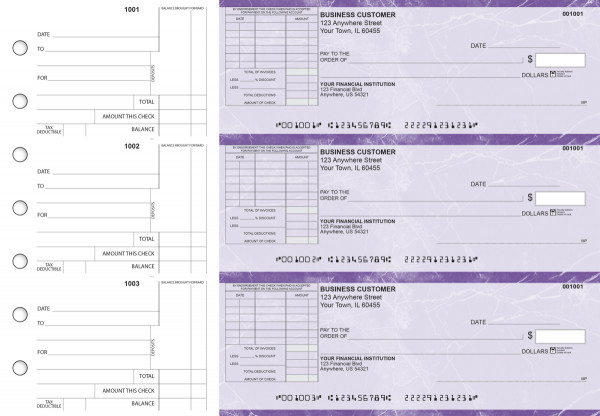 Purple Marble Standard Itemized Invoice Business Checks | BU3-UMA01-SII
