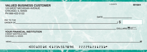 Teal Marble Business Pocket Checks | BUP-EMA01