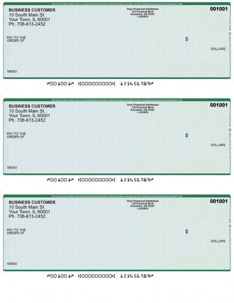 Blue Green 3 Per Page Laser Checks | L3C-BG