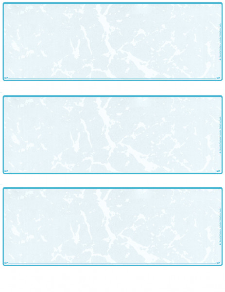 Teal Marble Blank 3 Per Page Laser Checks | L3C-BLA-AM