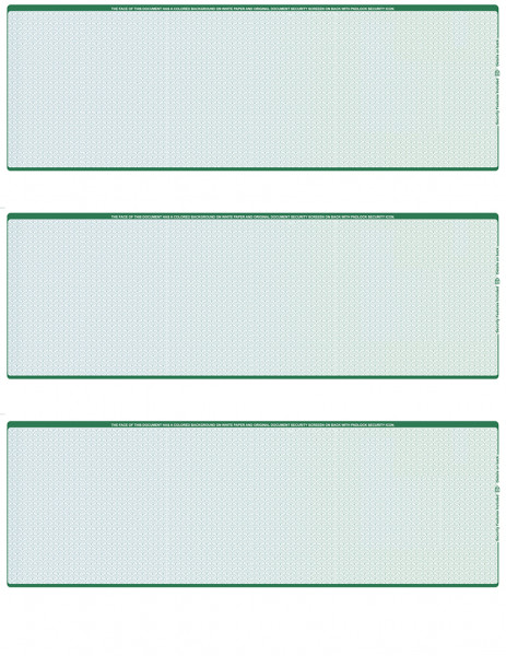 Blue Green Blank 3 Per Page Laser Checks | L3C-BLA-BG