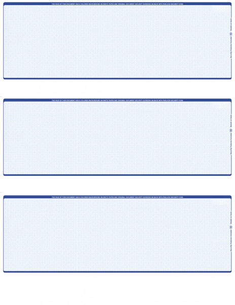 Blue Safety Blank 3 Per Page Laser Checks | L3C-BLA-BL