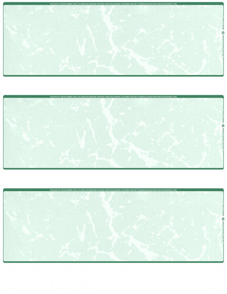 Green Marble Blank 3 Per Page Laser Checks | L3C-BLA-GM