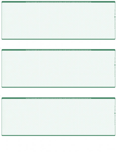 Green Safety Blank 3 Per Page Laser Checks | L3C-BLA-GS