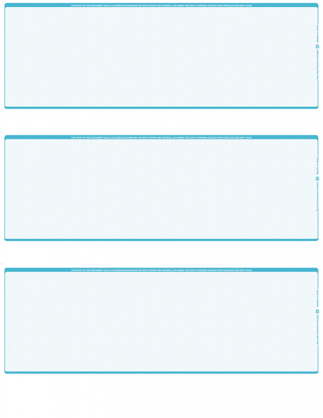 Teal Safety Blank 3 Per Page Laser Checks | L3C-BLA-TS