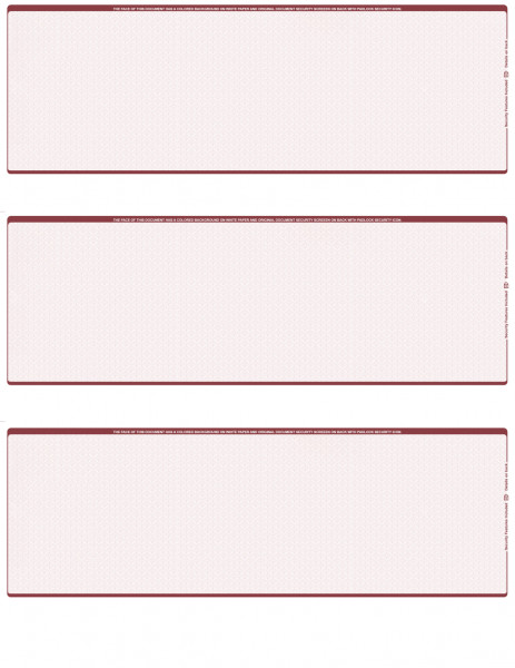Burgundy Safety Blank 3 Per Page Laser Checks | L3C-BLA-US