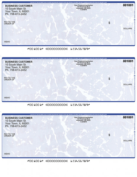 Blue Marble 3 Per Page Laser Checks | L3C-BM