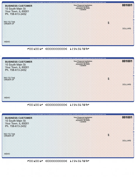 Blue Red 3 Per Page Laser Checks | L3C-BR