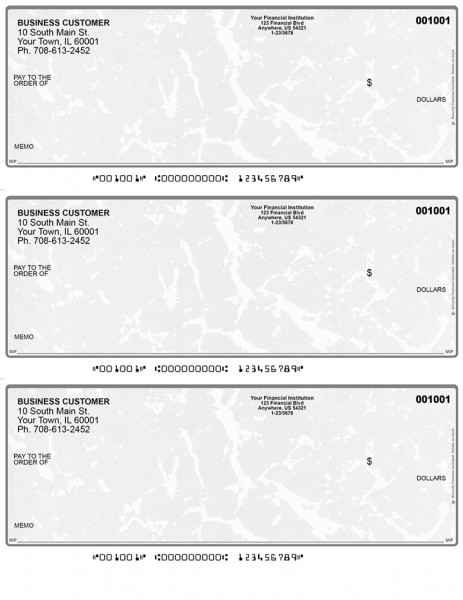 Grey Marble 3 Per Page Laser Checks | L3C-EM