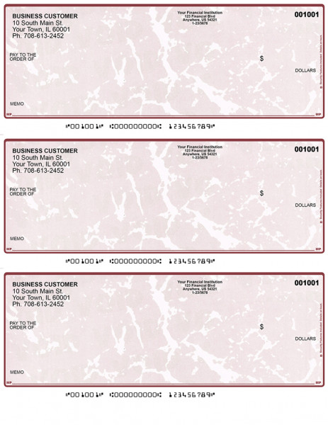 Burgundy Marble 3 Per Page Laser Checks | L3C-UM