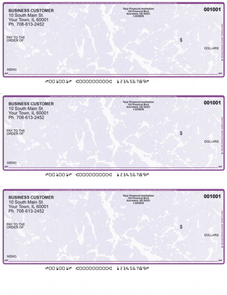 Violet Marble 3 Per Page Laser Checks | L3C-VM