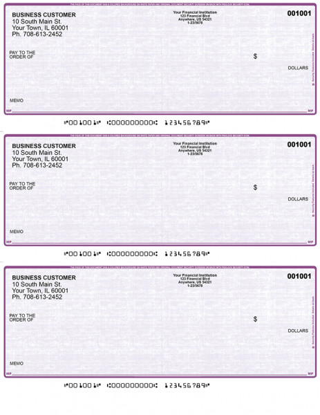 Violet Safety 3 Per Page Laser Checks | L3C-VS