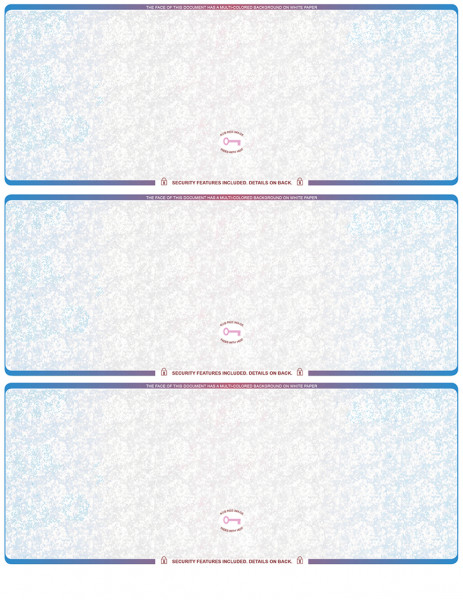 Blue Red Blank High Security 3 Per Page Laser Checks | L3CHS-BLA-BR