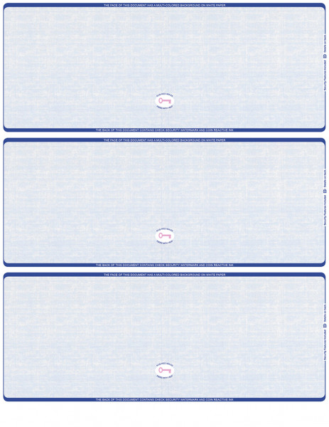 Blue Safety Blank High Security 3 Per Page Laser Checks | L3CHS-BLA-BS