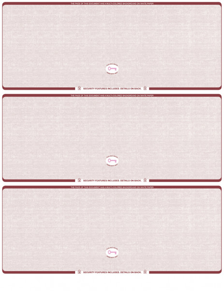 Burgundy Safety Blank High Security 3 Per Page Laser Checks | L3CHS-BLA-US