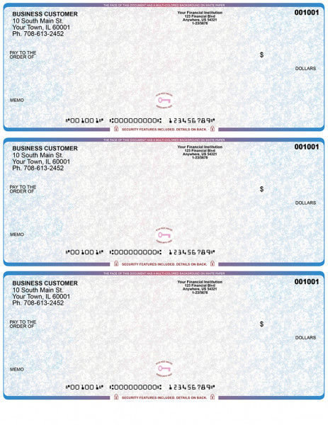 Blue Red High Security 3 Per Page Laser Checks | L3CHS-BR