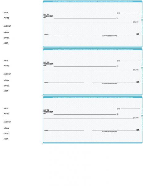 Teal Safety 3 Per Page Wallet Checks | L3P-AS