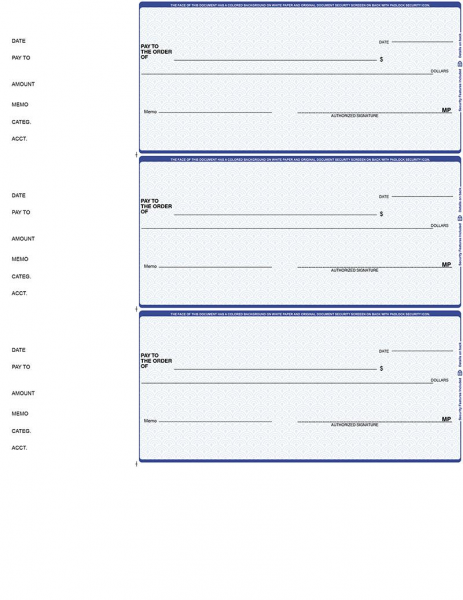 Blue Safety 3 Per Page Wallet Checks | L3P-BS