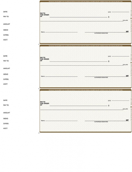 Tan Safety 3 Per Page Wallet Checks | L3P-TS
