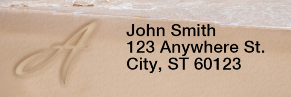Sand Written Monogram A Rectangle Address Labels | LRRMONO-07A