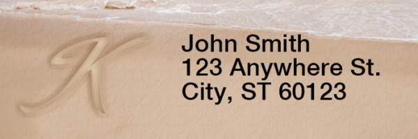 Sand Written Monogram K Rectangle Address Labels | LRRMONO-07K
