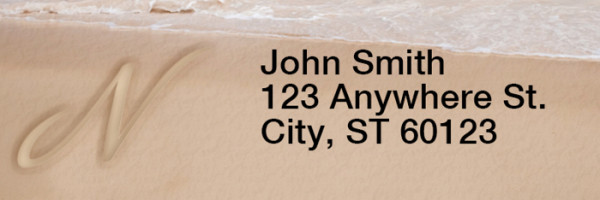 Sand Written Monogram N Rectangle Address Labels | LRRMONO-07N
