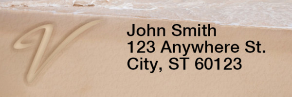 Sand Written Monogram V Rectangle Address Labels | LRRMONO-07V