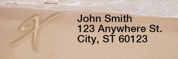 Sand Written Monogram X Rectangle Address Labels | LRRMONO-07X