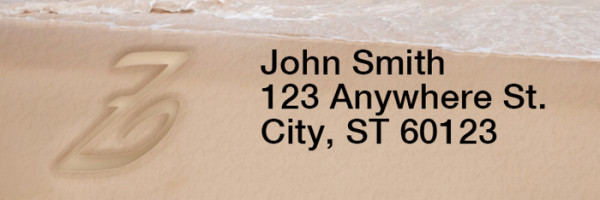 Sand Written Monogram Z Rectangle Address Labels | LRRMONO-07Z