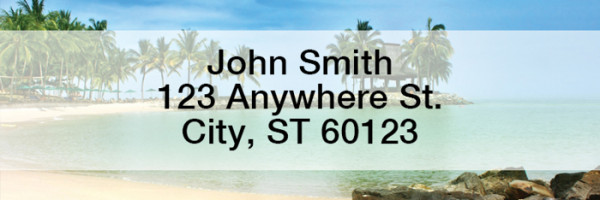 Escape to Paradise Beach Rectangle Address Labels | LRSCE-91